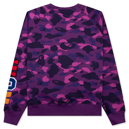 Color Camo Embroidery Shark Crewneck