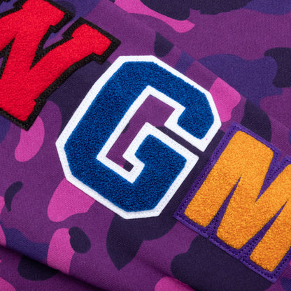 Color Camo Embroidery Shark Crewneck
