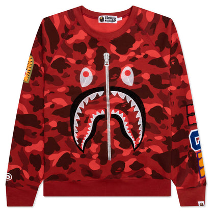 Color Camo Embroidery Shark Crewneck