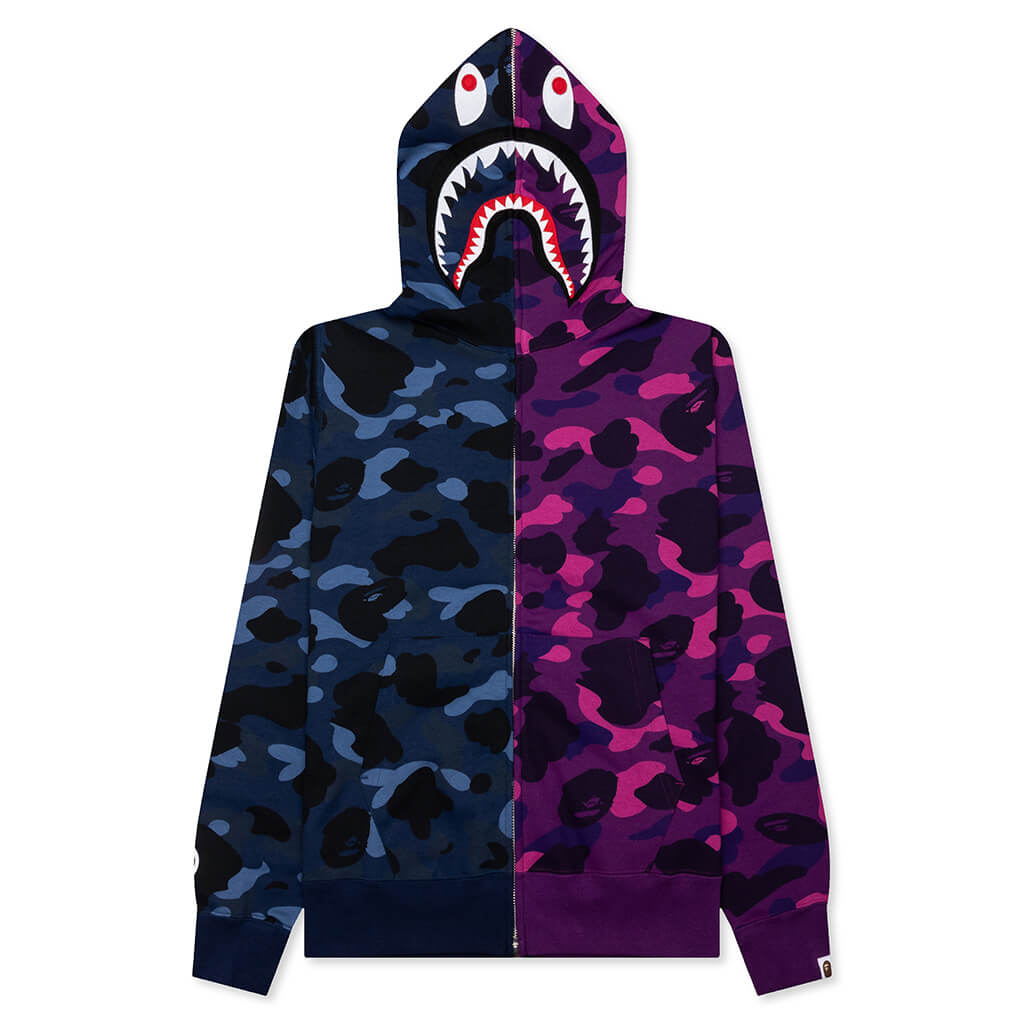 Color Camo Separate Shark Full Zip Hoodie