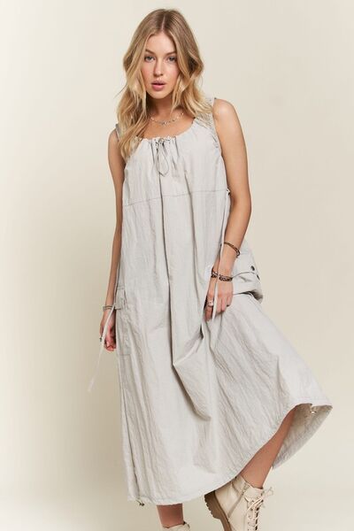 ADORA Drawstring Slit Back Cargo Dress